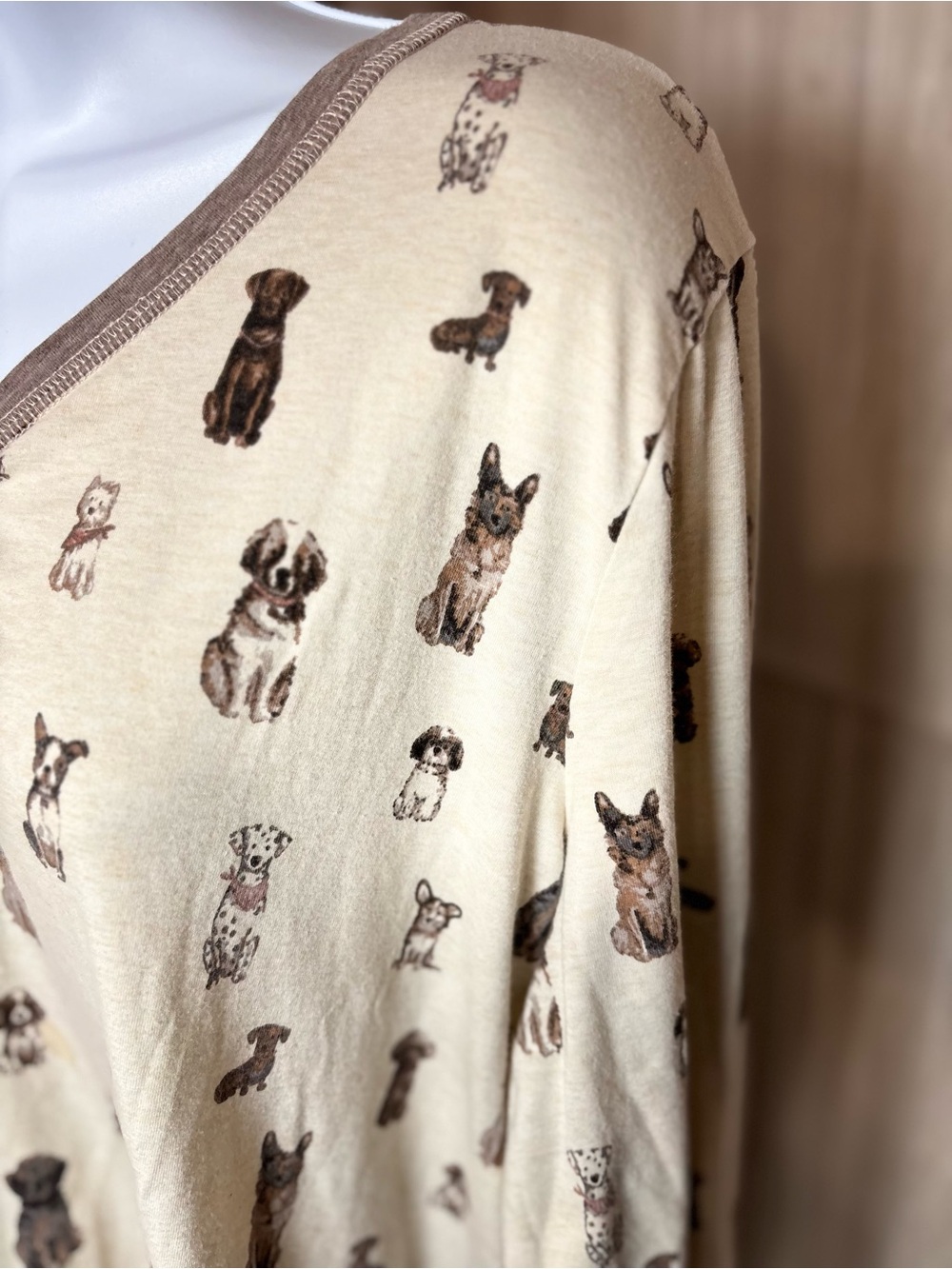 Denver Hayes Dog Print Sleepwear Nightgown Henley Style Soft Loungewear - Picture 8 of 10